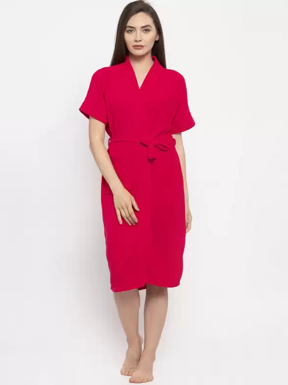 Women Solid Bath Robe - image 7