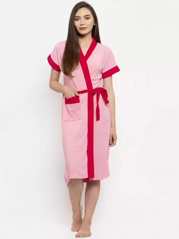 Women Colourblocked Bath Robe - image 7