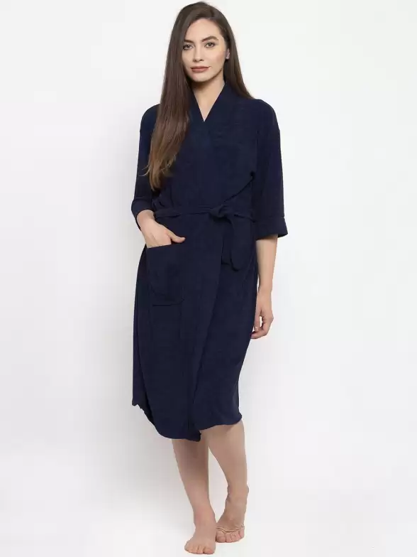 Women Solid Bath Robe - image 7