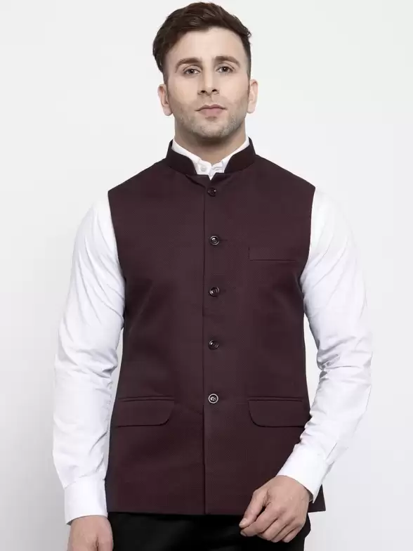 Men Solid Satin Nehru Jacket - image 7