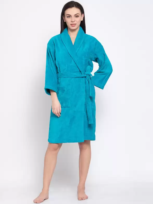 Women Solid Bath Robe - image 2