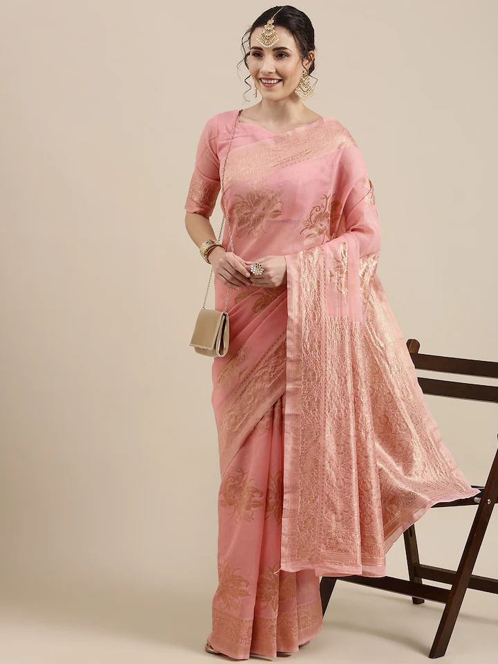 Pink banarasi saree image 
