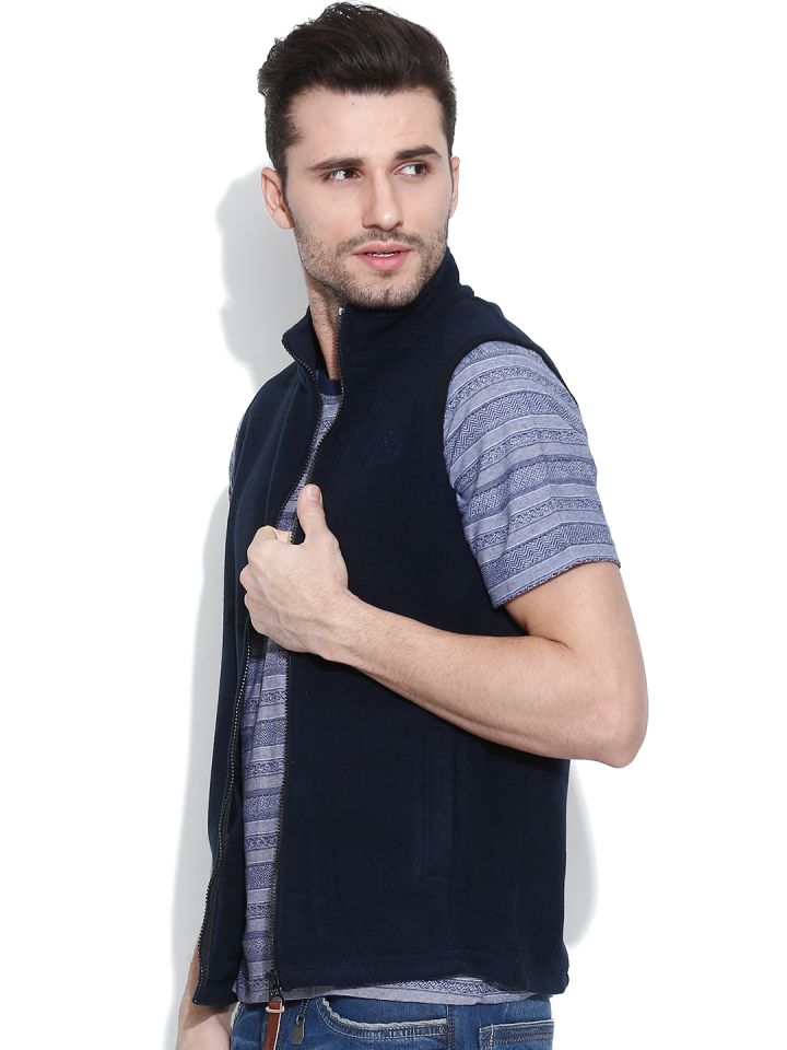 Pepe Jeans Navy Fleece Sleeveless Jacket