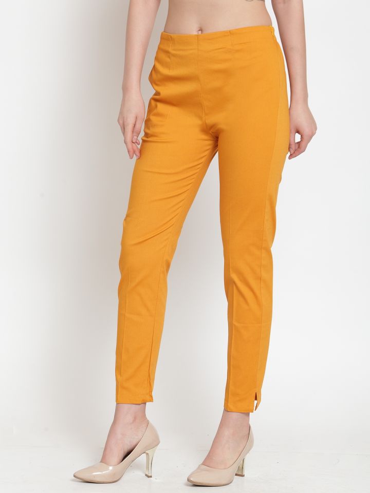 Yellow cigarette trousers hotsell