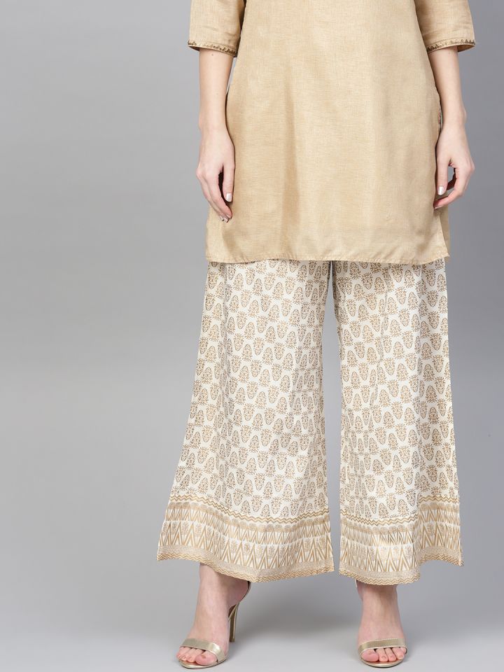 White and cheap golden palazzo