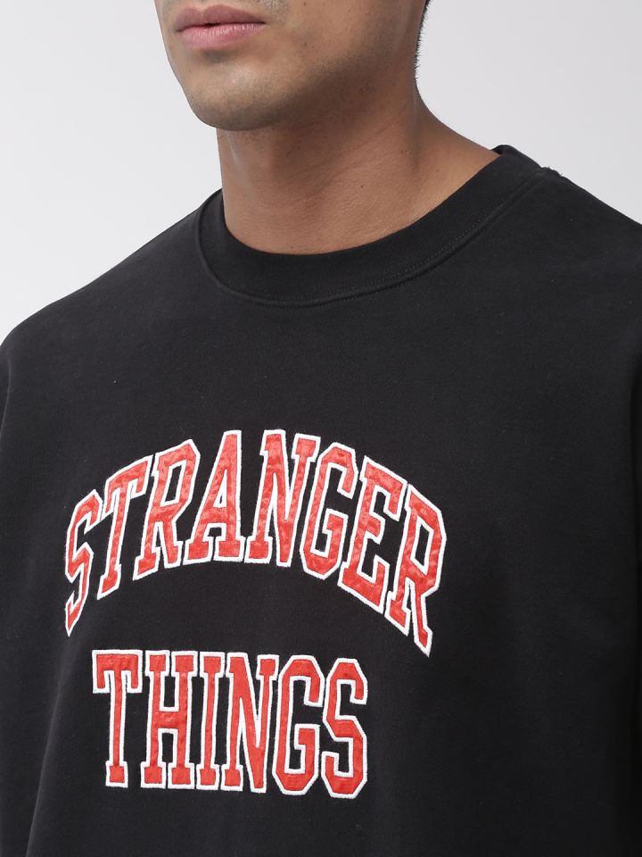 Buy Levis X Stranger Things Men Black Self Design Sweatshirt - Sweatshirts  for Men 10129351 | Myntra