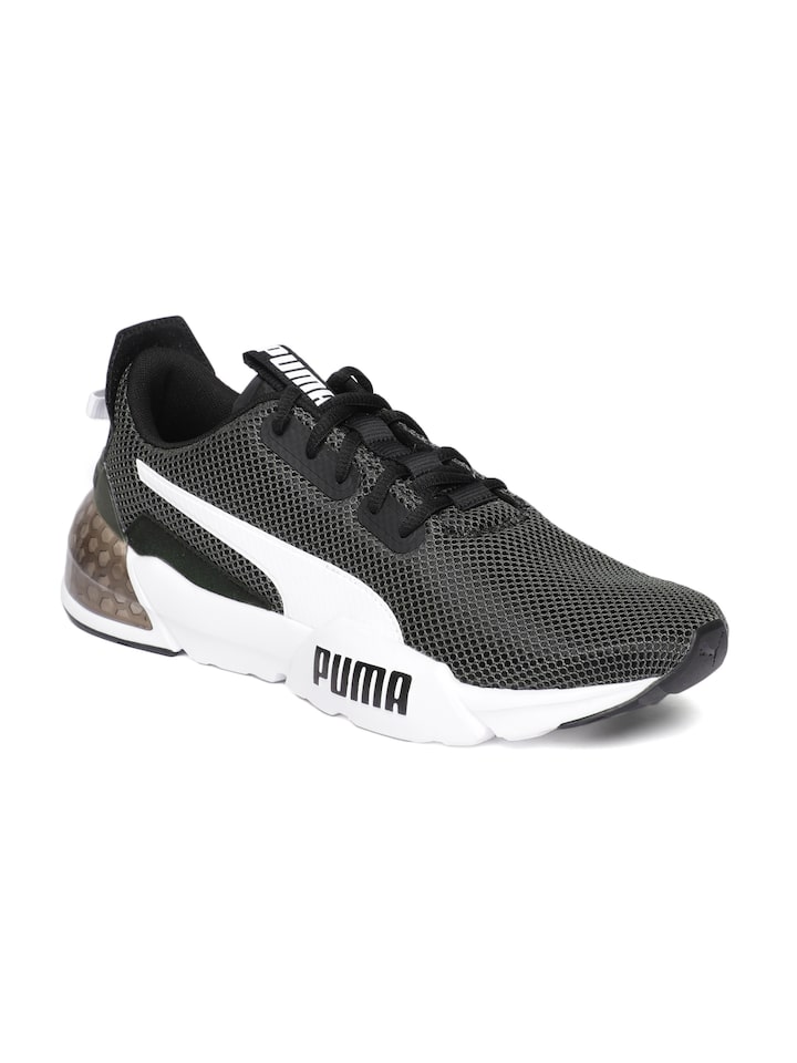 puma black shoes myntra