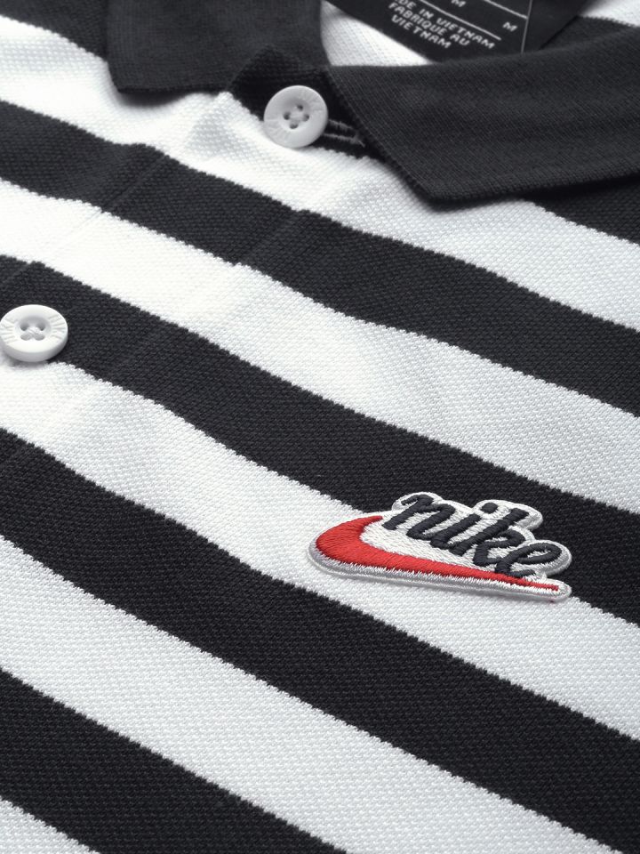 Nike black and white striped top shirt