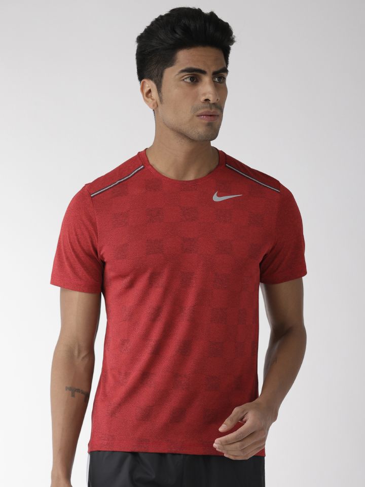 nike miler t shirt burgundy