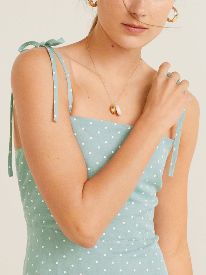 mango green polka dot dress