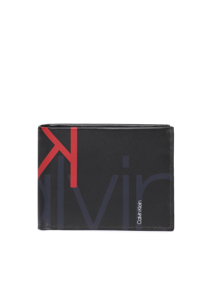 Buy Calvin Klein Jeans Men Black Printed Two Fold Leather Wallet - Wallets  for Men 10143575 | Myntra
