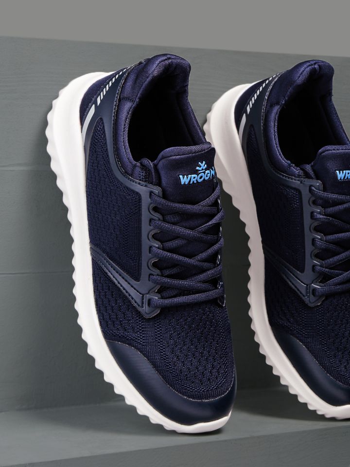 WROGN Men Navy Blue Textured Sneakers