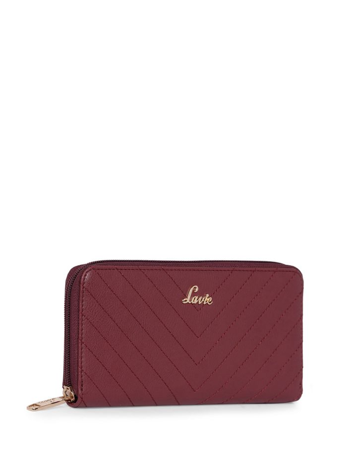 Lavie Women Red Textured Zip Around Wallet