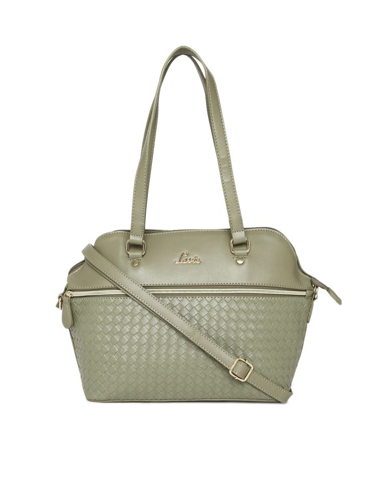 Buy Lavie Olive Green Textured Shoulder Bag Handbags for