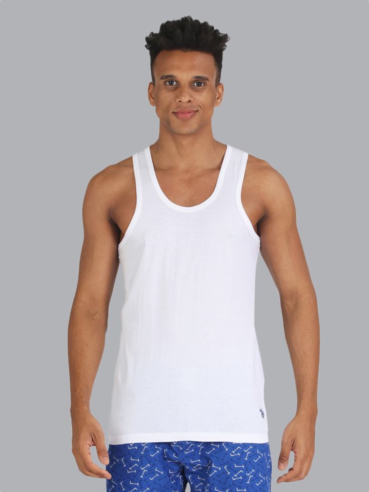Buy U.S. Polo Assn. Men White Pack Of 3 Innerwear Vests I661 001