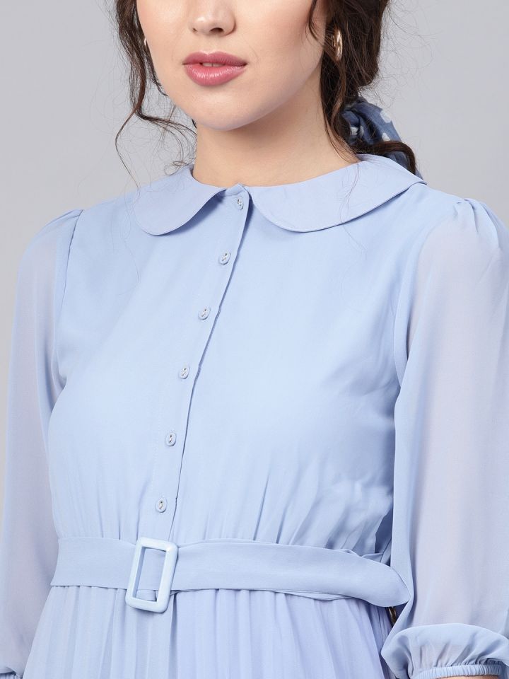 Blue peter pan top collar dress
