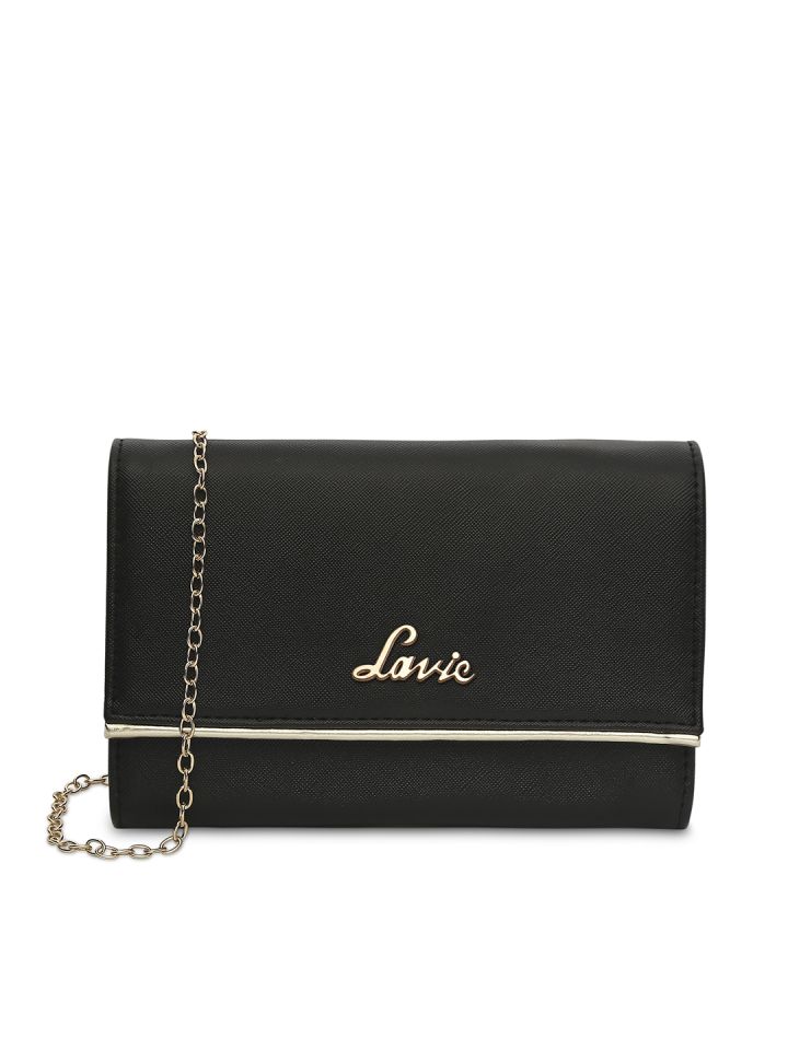 Buy Lavie Ava Women Black Solid Foldover Clutch Clutches for