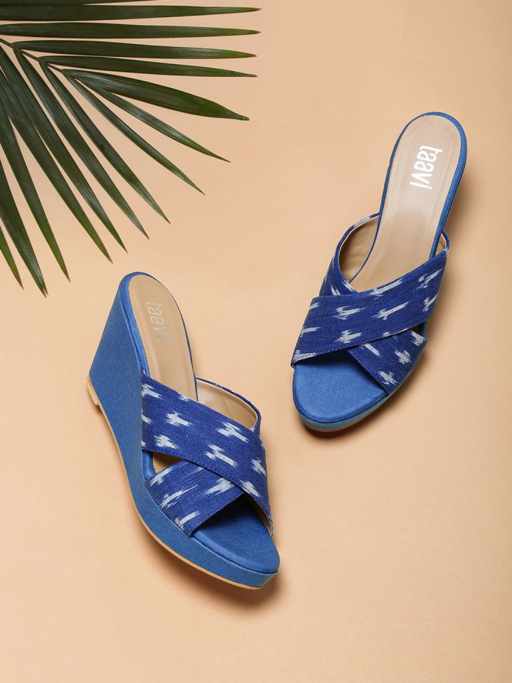 Blue and clearance white striped sandals