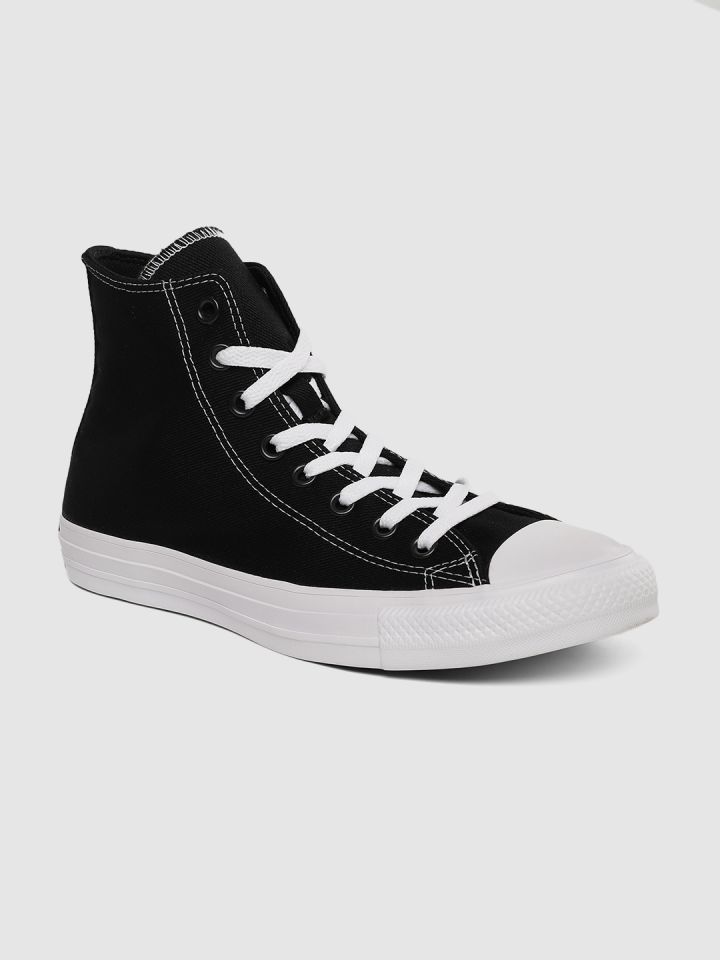 Buy Converse Unisex Black Solid Textile Mid Top Sneakers Casual