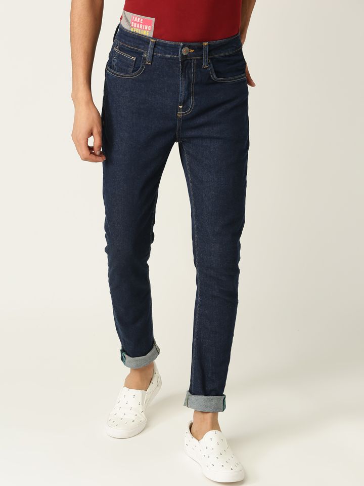 Buy United Colors Of Benetton Men Navy Blue Regular Fit Mid Rise