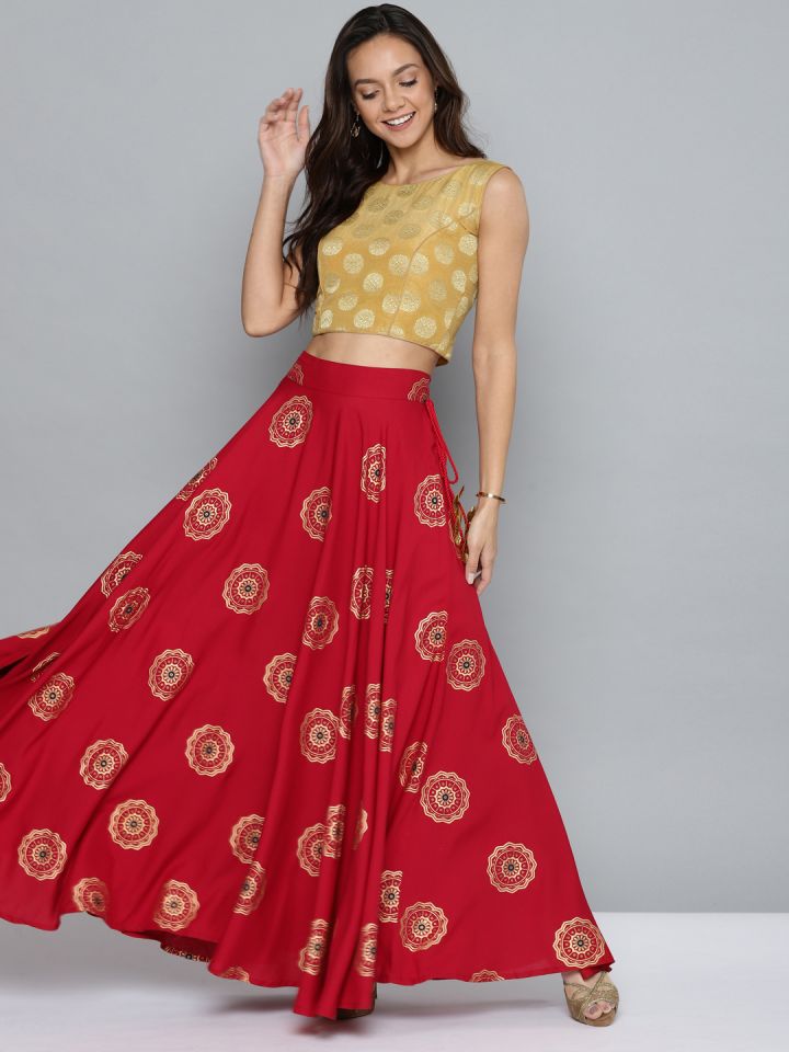 Long hot sale skirt red