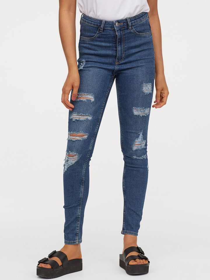 super skinny ripped jeans womens