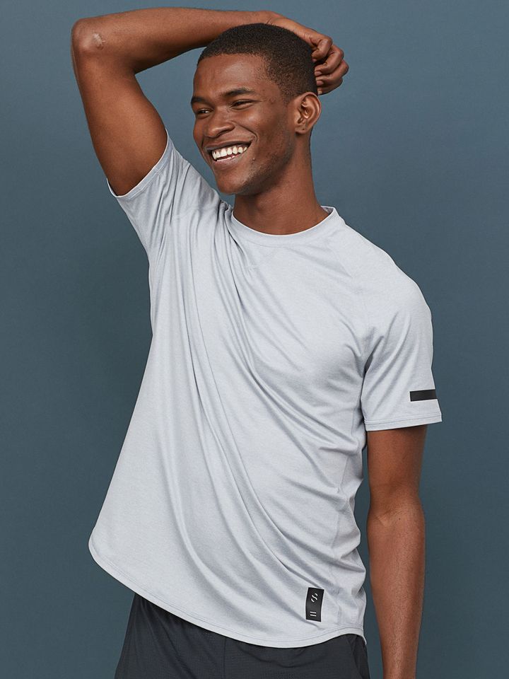 Buy H M Men Grey Solid Short Sleeved Sports T Shirt Tshirts For Men Myntra