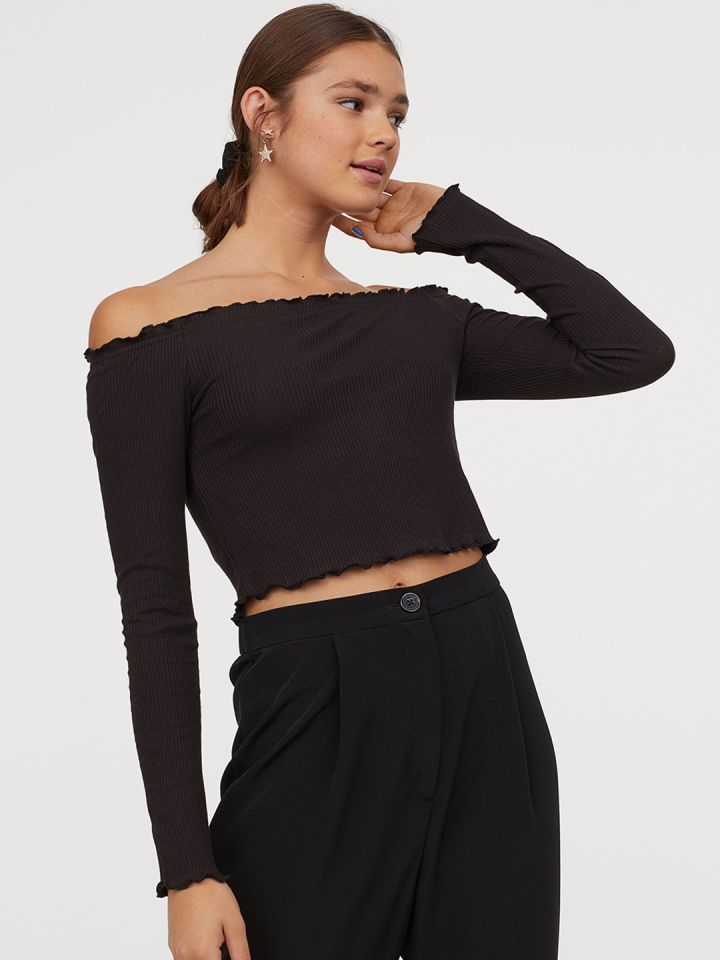 H&m off the shoulder top black store