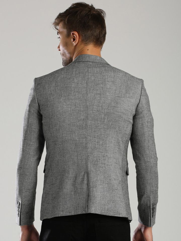 HRX by Hrithik Roshan Grey Single Breasted Blazer