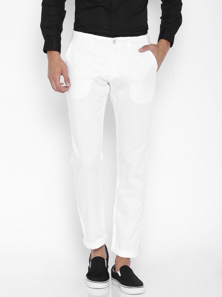 Buy Celio White Linen Casual Trousers Trousers For Men 1038991 Myntra Canali is a paradigm of italian craftsmanship: celio white linen casual trousers