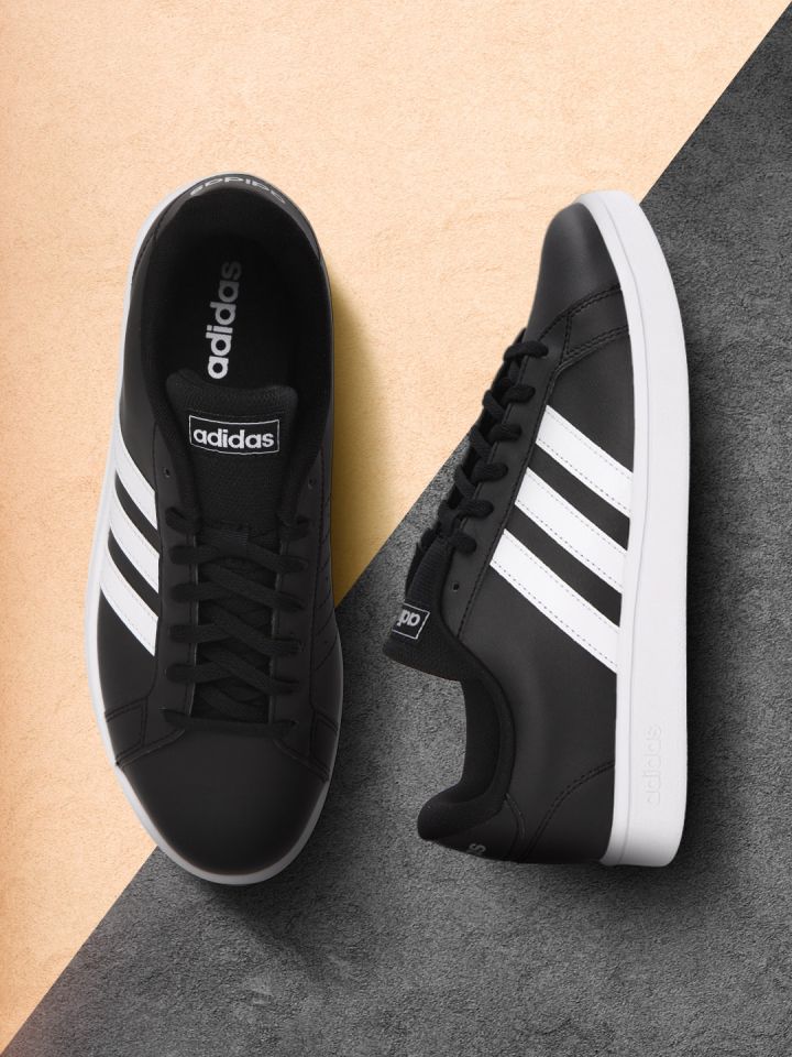 Adidas black court shoes hotsell