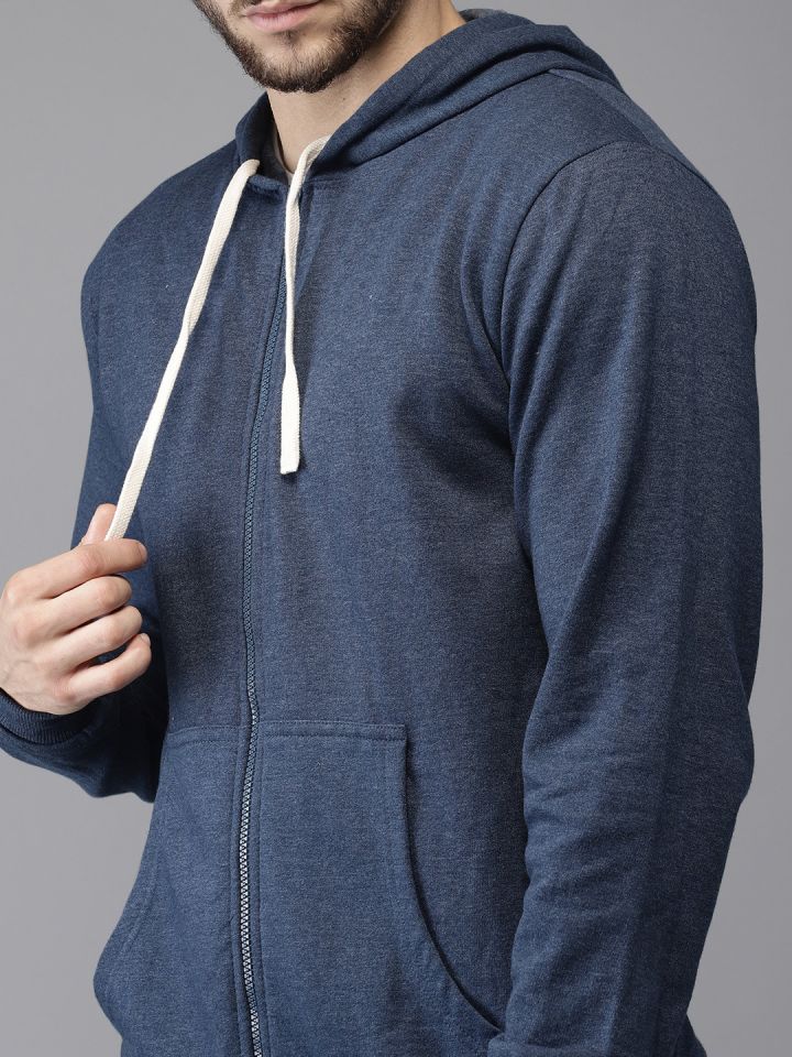 Buy Campus Sutra Men Blue Solid Hooded Sweatshirt Sweatshirts