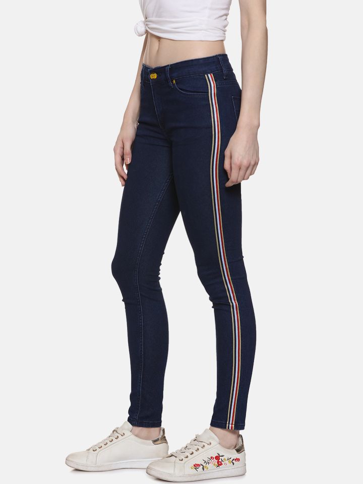 Jeans with on sale side stripe myntra