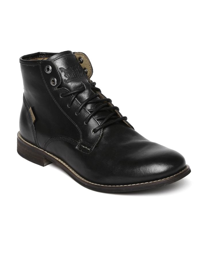 Buy Levi s Men Black Leather Boots Boots for Men 1043398 Myntra