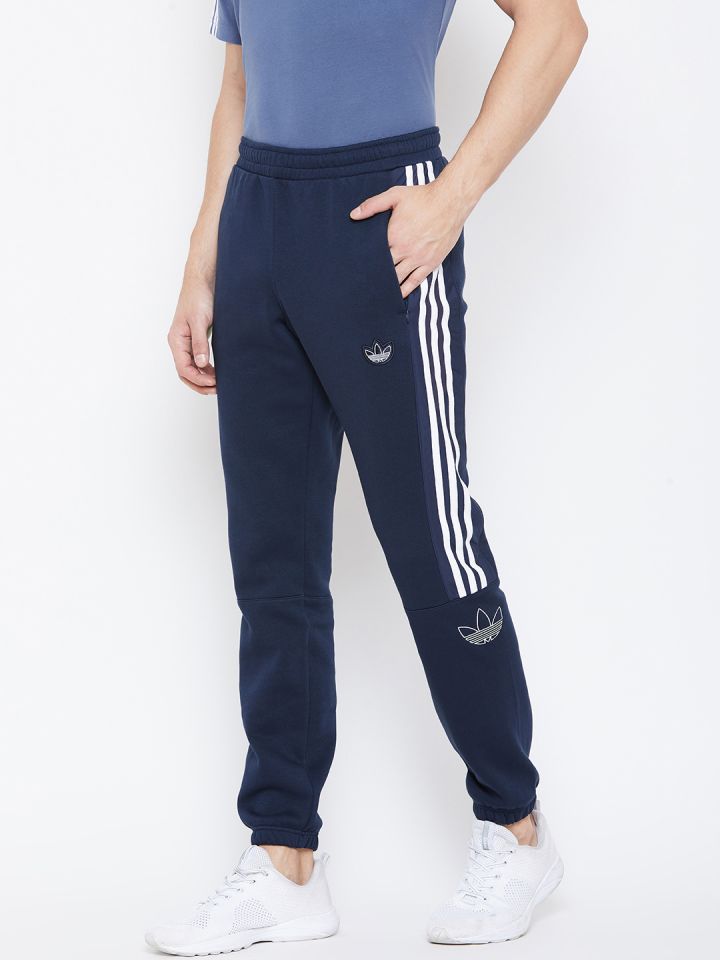 ADIDAS Originals Men Navy Blue Fleece Outline Solid Joggers