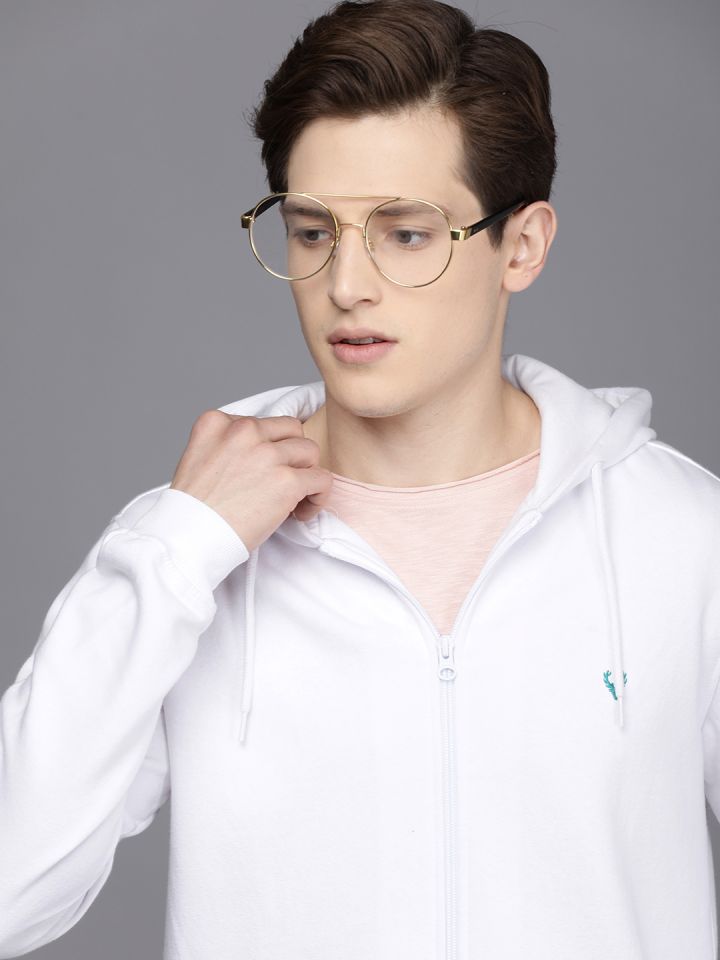 Buy Allen Solly Sport Men White Solid Hooded Sweatshirt