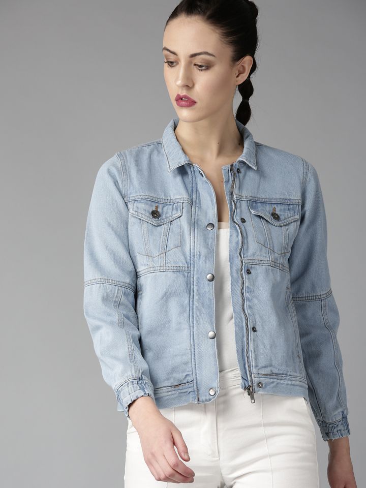 Denim jacket women myntra discount