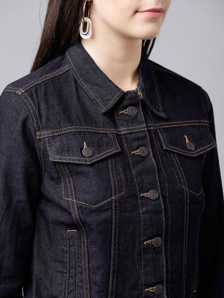 Tokyo Talkies Women Blue Solid Denim Jacket