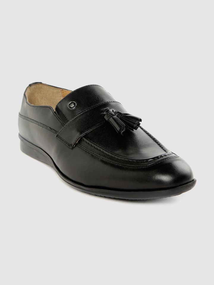 Buy Louis Philippe Men Black Leather Formal Slip Ons With Tassel
