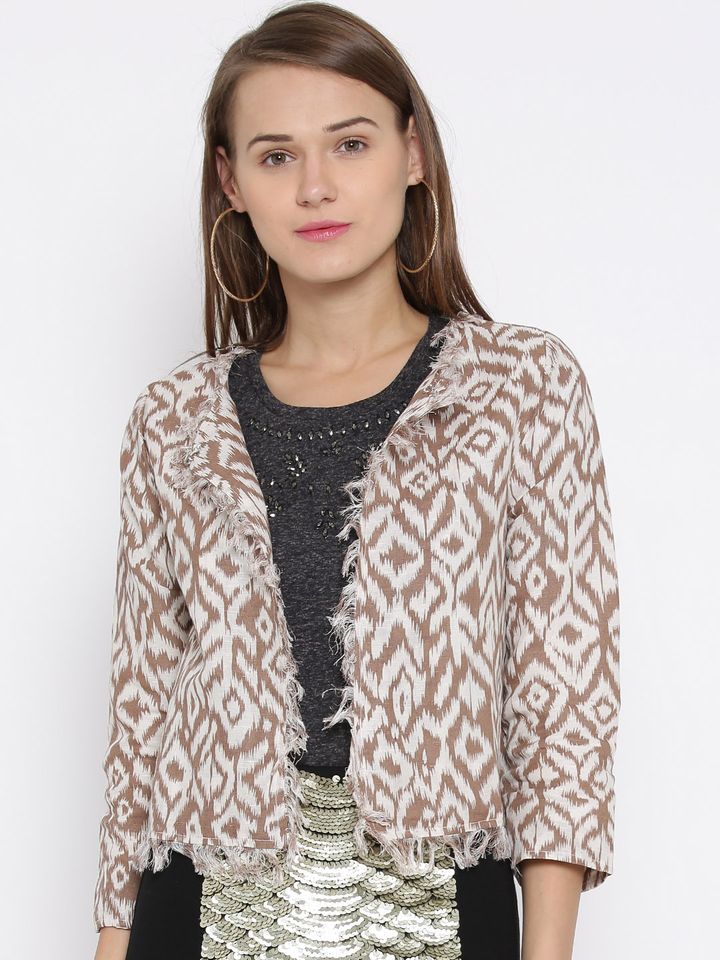 Buy I AM FOR YOU Cream Coloured Ikat Print Shrug - Shrug for Women 1060910  | Myntra