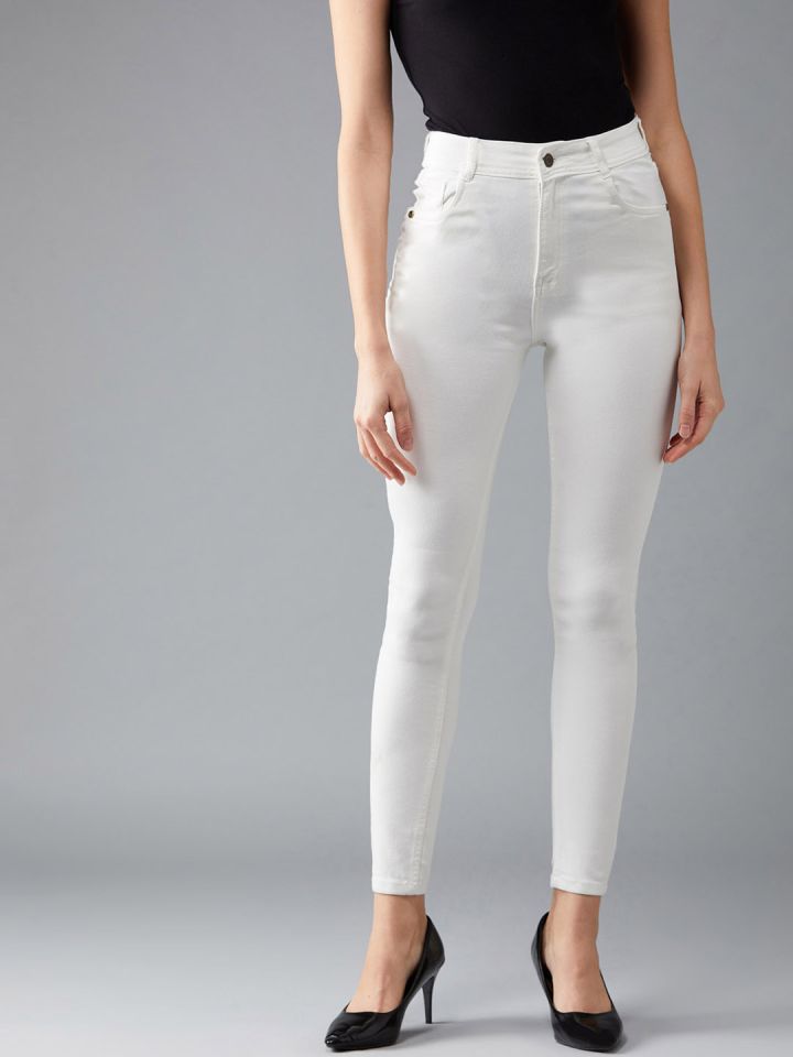 Buy DOLCE CRUDO Women White Skinny Fit 