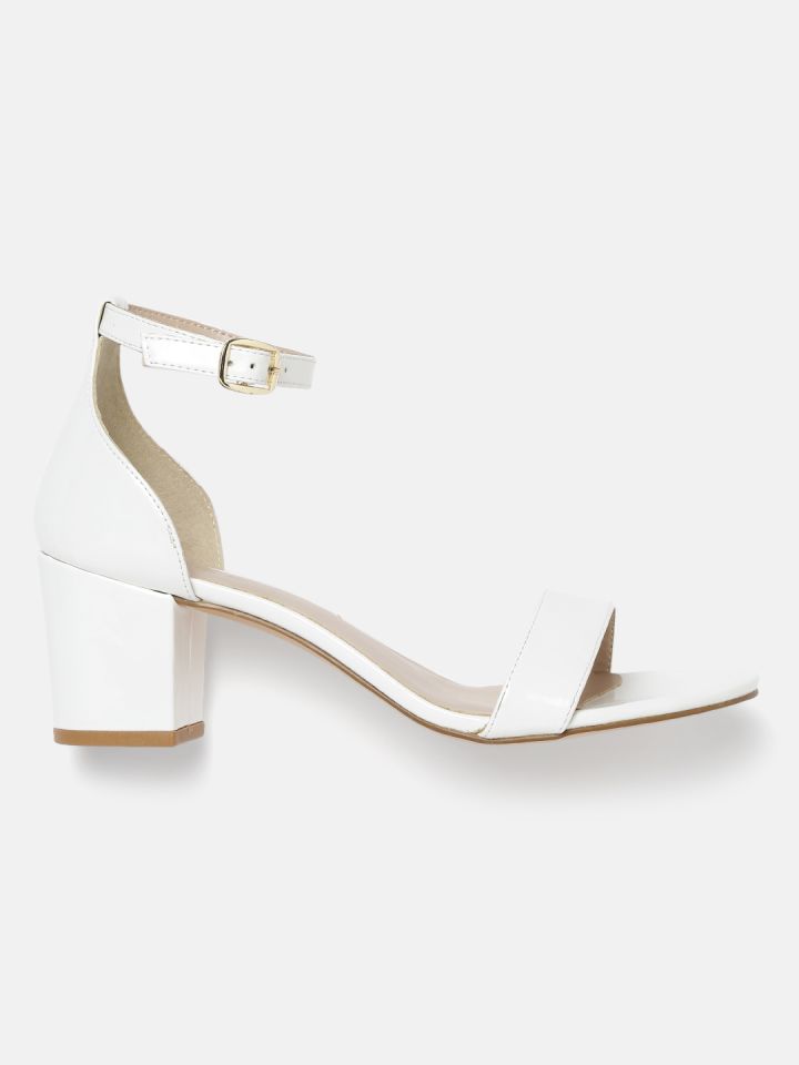 White small block heels outlet