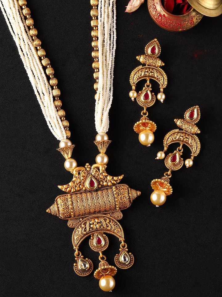 White pearl gold necklace clearance