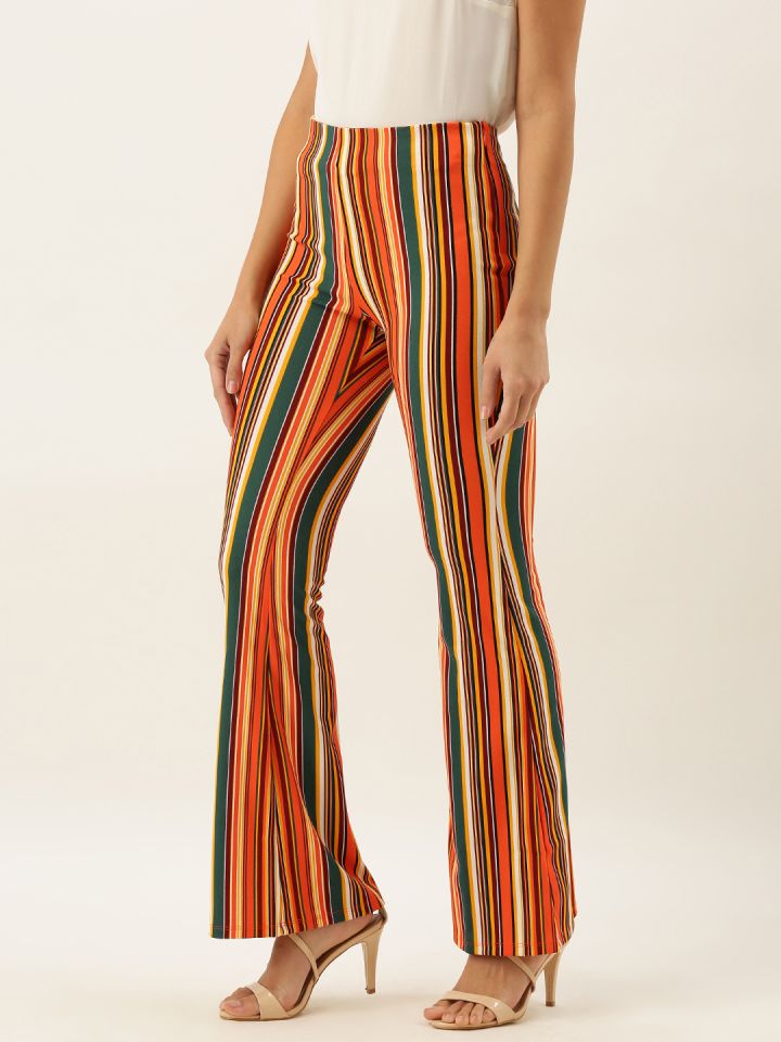 Buy FOREVER 21 Women Multicoloured Regular Fit Striped Regular Trousers   Trousers for Women 10681070  Myntra