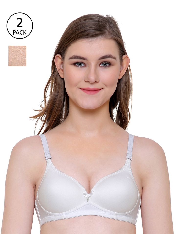 Buy PrettyCat Padded Wired Front Closure Push-Up Bra - Beige at Rs