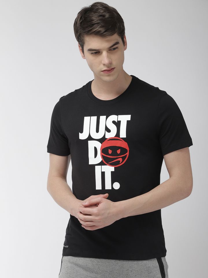 Nike Men Black Printed Standard Fit AS DRI FIT JDI HEAD Round Neck Basketball T shirt