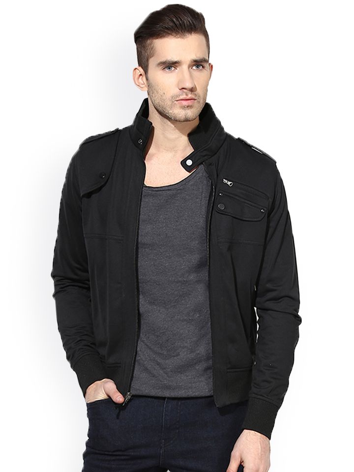 Munero Black Polyester Jacket - Jackets 