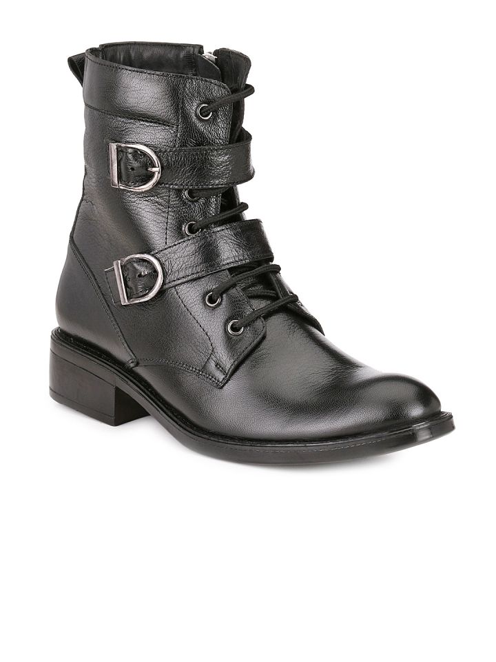 Buy Mactree Men Black Leather Boots Casual Shoes for Men 1076817