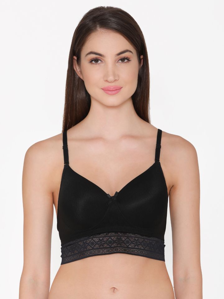 Clovia Padded Non-Wired Longline Lace Bralette with Racerback 