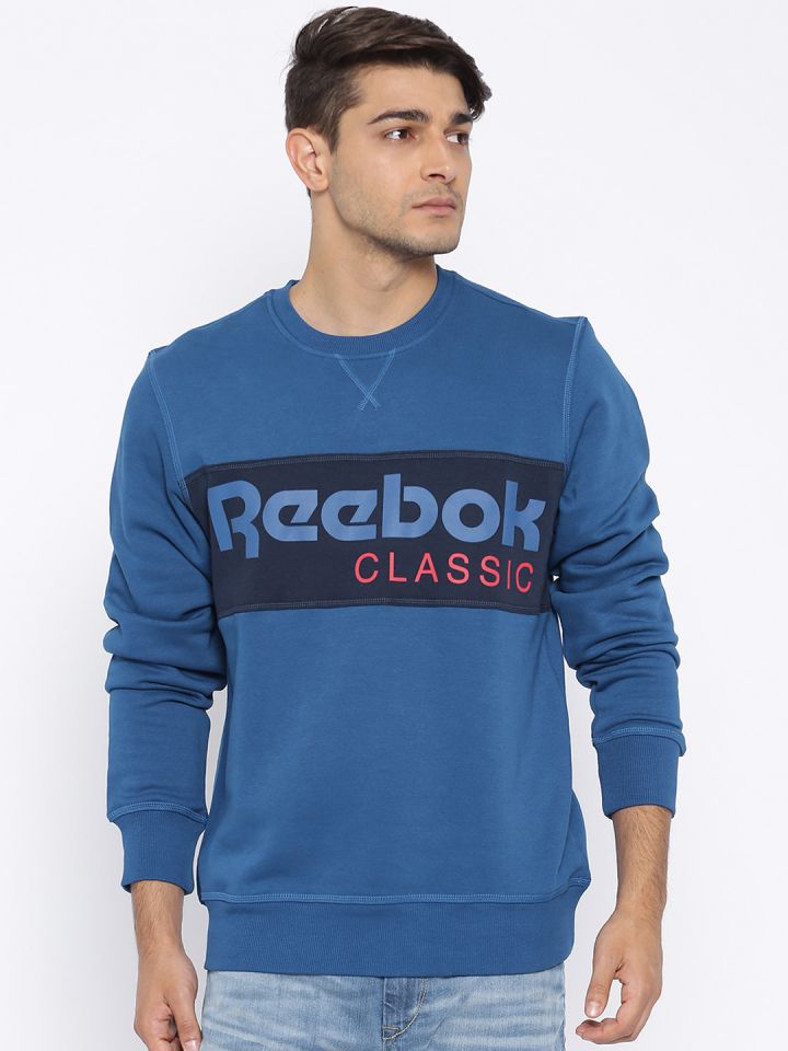 Se asemeja toca el piano considerado Buy Reebok Classic Blue 1 Printed Training Sweatshirt - Sweatshirts for Men  1081379 | Myntra